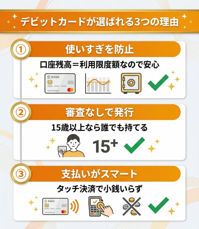 デビットカードを利用する3つのメリット
